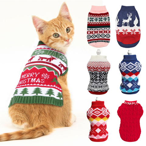 Christmas Pet Cat Sweater Winter Warm Clothes For Small Medium Dogs Cats Puppy Kitten Outfit Knitted Clothing Cat Costume Suit ► Photo 1/6