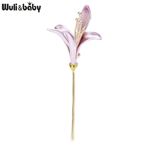 Wuli&baby New Enamel Lily Flower Women Brooches Pink Blue Flower Weddings Party Casual Office Brooch Pins Gifts ► Photo 1/4