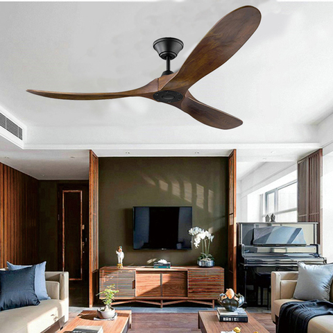 60 inch DC ceiling fan industrial vintage wooden ventilator with no light Remete control decorative blower wood retro fans ► Photo 1/6