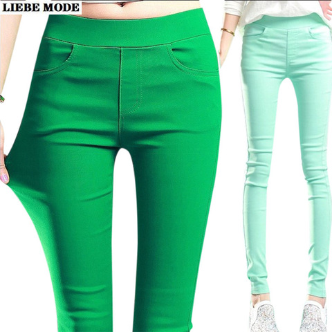 Candy Color Womens Stretch Leggings Pants Women High Waist Skinny Leggins Mujer Femme Black Green Pink White Grey Purple Legging ► Photo 1/6