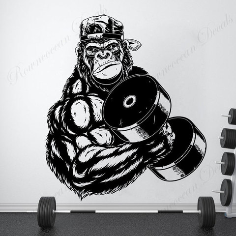 Gorilla Bodybuilder Gym Fitness Wall Decals Show Strong Strength Sticker Vinyl Home Decor Interior Design Mural Removable 4663 ► Photo 1/4