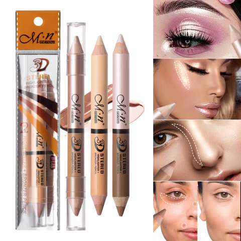 Concealer Pen Houten Handvat Zachte Gezichtscrème Waterdicht Contour Beige Fleuren Pen Kleur Natuurlijke Double Head TSLM2 ► Photo 1/6