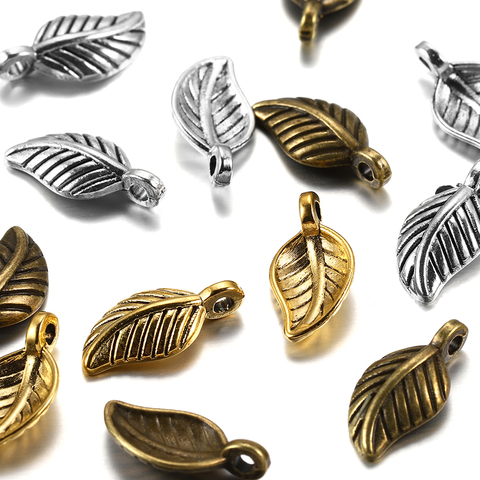 60Pcs/Pack 15x7mm Metal Small Leaf Shape Pendants For DIY Jewelry Making Findings Accessories Supplies Bracelets Necklaces ► Photo 1/6