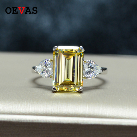 OEVAS 7 Carats High Carbon Diamond Sparkling Zircon Wedding Rings For Women Top Quality 100% 925 Sterling Silver Party Jewelry ► Photo 1/6