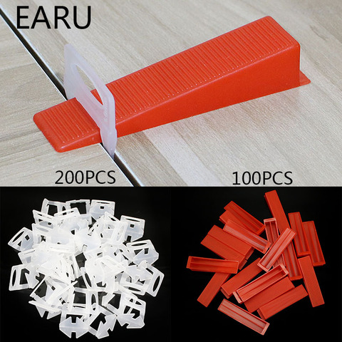 300pcs Plastic Ceramic Tile Leveling System 200 Clips+100 Wedges Tiling Floor Wall Carrelage Tools Clips Spacers Locator Leveler ► Photo 1/6
