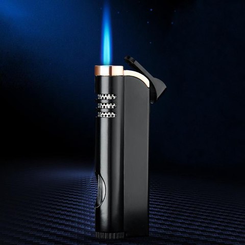 Windproof Gas Lighter Blue Flame Small Torch  Refillable Butan Metal Lighters Thin Outdoor Portable Creative Cigarett Lighter ► Photo 1/6