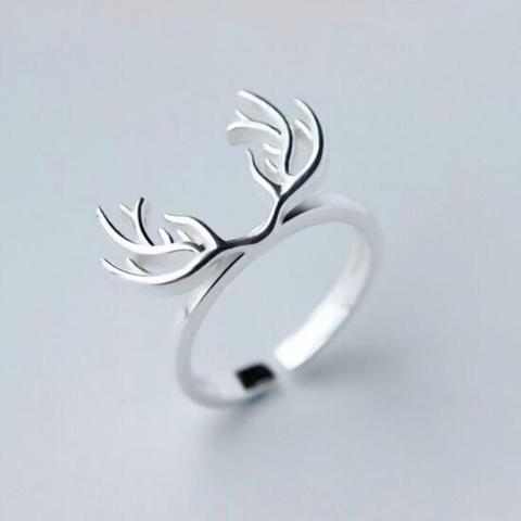 Oly2u Simple Adjustable Deer Antler Ring Women Jewelry Retro Animal Finger Rings for Women Ladies Christmas Gift anillos ► Photo 1/6