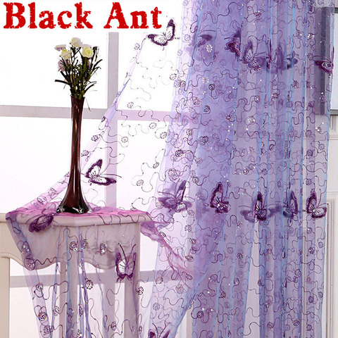 French Romantic Shining Butterfly Embroidered Voile Curtain Panel Window Home Textile Bedroom Curtains Tulle Cortinas T&344 #20 ► Photo 1/6