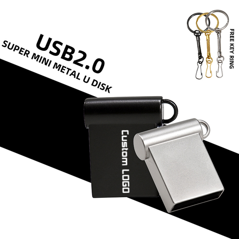 Waterproof Super Mini Metal USB Flash Drive 128GB 64GB 32GB 16GB 8GB 4GB memory stick pendrive u disk with key chain ► Photo 1/6