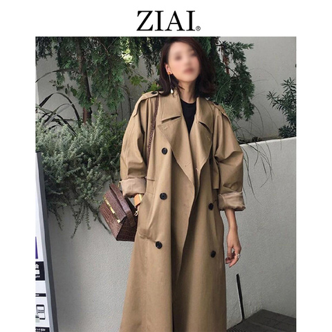 ZIAI 2022 hotsale women  spring long light trench coat warm lapel female windbreaker long sleeve lady casual stock ZS-7246 ► Photo 1/6