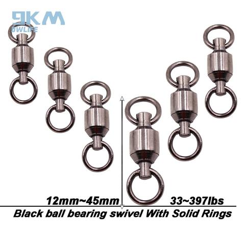 Black Ball Bearing Swivel With Solid Rings Stainless Steel Snap with #0-#10 Heavy Duty Use for Freshwater Saltwater Fishing ► Photo 1/6