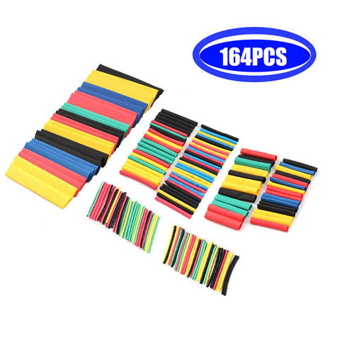 164pcs/Set Wire Heat shrink tube kit Insulation Sleeving Polyolefin Shrinking Assorted Heat Shrink Tubing Wire Cable ► Photo 1/6