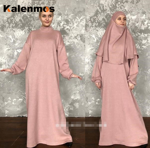 Formal Muslim Women Hijab Dress Abaya Prayer Garment Sets khimar Islamic Clothing Dubai Turkey Namaz Jurken Abayas Kalenmos ► Photo 1/6