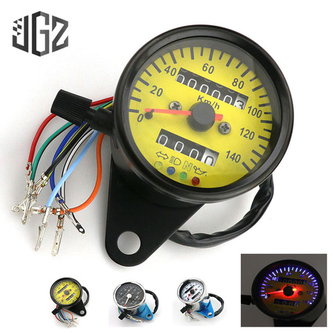 Universal Motorcycle Speedometer Odometer Gauge Dual Speed Meter LED Indicator Light ATV Bike Scooter Vintage Tachometer 12V ► Photo 1/6