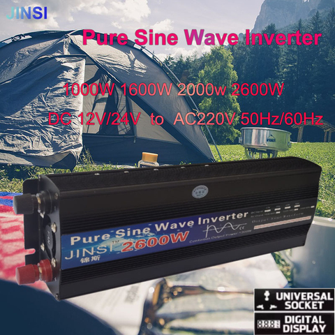 Pure Sine Wave Inverter 12V 24V 48V 220V 1000w 2000w 2600W Power solar Inverter DC12V to AC 220V Converter Voltage LED Display ► Photo 1/6