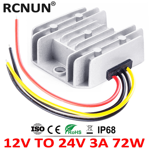 RCNUN 12V to 24V 1A 2A 3A Step-up DC DC Converter 12 Volt to 24 Volt 72W Boost Voltage Regulator CE RoHS ► Photo 1/6