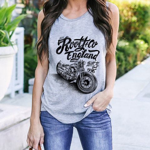 Camisole Sexy Vest Tank Tops 2022 Graphic Vintage Car Funny Print Women Sleeveless Tee Female T-Shirt Gray Harajuku Casual Loose ► Photo 1/1