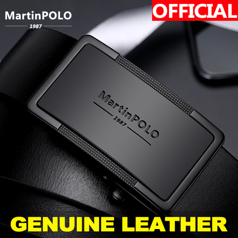 MartinPOLO Men Belt Genuine Leather Automatic Buckle Luxury Brand Male Belts Black Strap Original Natural Cowskin Belts MP01001P ► Photo 1/6