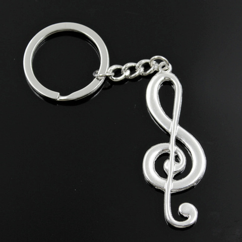 New Fashion Men 30mm Keychain DIY Metal Holder Chain Vintage Musical Note 60x21mm Silver Color Pendant Gift ► Photo 1/5