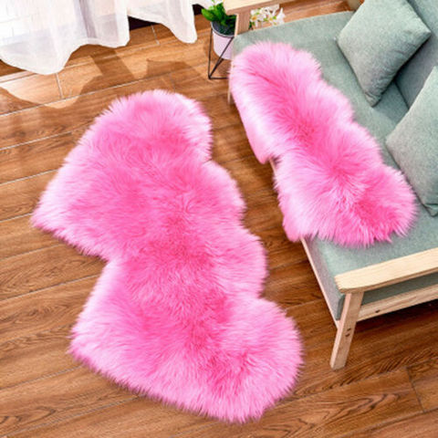 Heart Shaped Wool Sheepskin Rugs Faux Fur Non Slip Bedroom Shaggy Carpet ► Photo 1/6