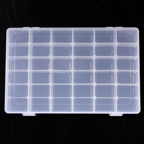 1pcs Square Transparent Plastic Storage Box Case 36 Slot Adjustable for Pils Jewelry Beads Earring Case Organizer ► Photo 1/6