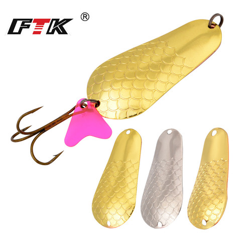 FTK 1PC 24G 28G Metal Fishing Lure Spoon With  Treble Hook Bass CrankBait Spoon Crank Bait Pesca Tackle ► Photo 1/6