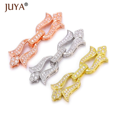 Juya Luxury Zircon Rhinestone Fastener Clasps For Making Pearl Bracelet Necklace Component DIY Jewelry Handicraft Accessories ► Photo 1/6