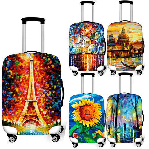 Oil Painting Eiffel Tower Luggage Protective Cover Travel Accessories elastic covers For 18-32 Inch Trolley Case Suitcase Cover ► Photo 1/6