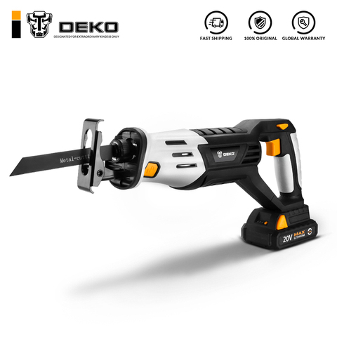 DEKO 20V Cordless Reciprocating Saw Adjustable Speed Electric Saw with Battery and 4 Pieces Blades ► Photo 1/6