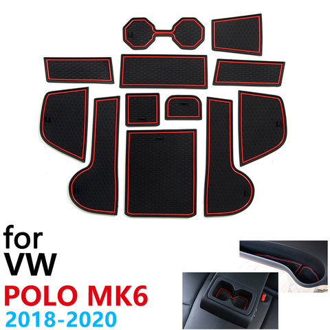 Anti-Slip Rubber Cup Cushion Door Groove Mat for VW POLO MK6 Volkswagen 2022 Accessories Car Stickers mat for phone ► Photo 1/6