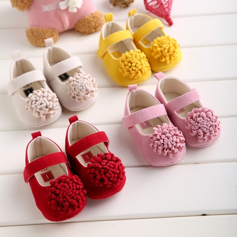 Candy Colors Newborn Baby Prewalker Soft Bottom Anti-slip Shoes Footwear Classic Princess Girl Crib Mary Jane Big Flower Shoes ► Photo 1/6