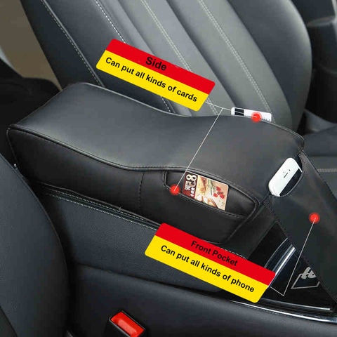 New Leather Car Armrest Pad Cushion Auto Center Console Seat Armrests Box Covers Protection Hand Increase Supports Accessories ► Photo 1/6