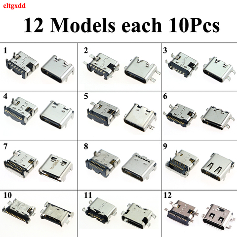 12Mode Type C 6 12 24 Pin SMT Socket Connector USB 3.1 Female SMD DIP For Huawei Samsung Lenovo PCB Design DIY High Current ► Photo 1/6