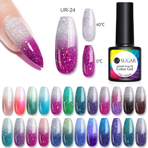 UR SUGAR Thermal Gel Nail Polish Soak Off UV Gel Polish Temperature Color-changing  Gel Glitter Varnish Nail Art ► Photo 1/6