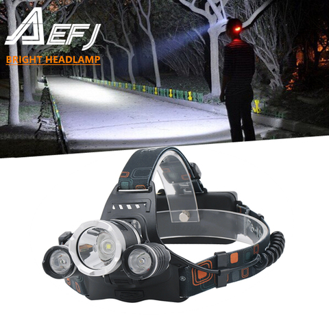 AEFJ 5000LM 5*LED T6+2R5 LED Headlamp Headlight Head Lamp lighting Light Flashlight Torch Lantern Fishing ► Photo 1/6