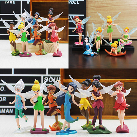 5-11cm 7pcs/Set Tinkerbell PVC Action Figure Toy Princess Tinker Bell Flower Fairy Angel Little Girl Model Doll Kids Gift ► Photo 1/1