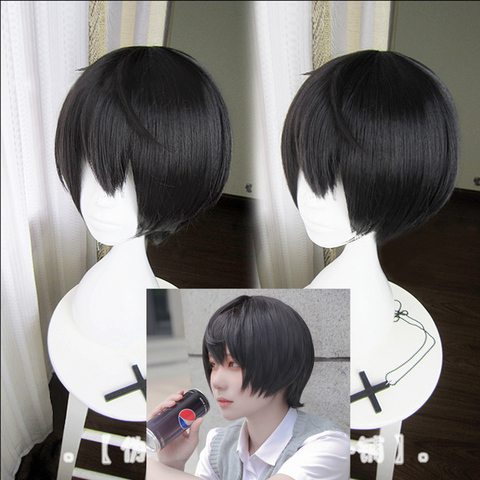 Ensemble Stars Sakuma Ritsu Short Black Cosplay Wig Halloween Party Heat Resistant Hair Cosplay Costume Wigs + Free Wig Cap ► Photo 1/1