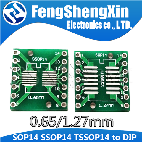 10pcs SOP14 SSOP14 TSSOP14 to DIP14 Pinboard SMD To DIP Adapter 0.65mm/1.27mm to 2.54mm DIP Pin Pitch PCB Transfer Board ► Photo 1/2