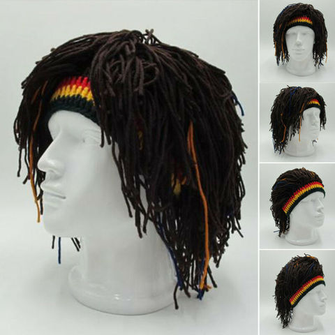 New arrival Rasta Wig Cap Beanie Hat Jamaica Rasta Handmade Cap Reggae Dreadlocks Africa Roots Wig Bob Marley ► Photo 1/6