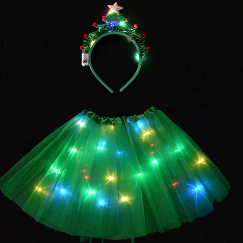 Party Kids Girl LED Glow Light Witch Hat Spider Web Cobweb Skirt Halloween Christmas Tree Santa Claus Hat New Costume Cosplay ► Photo 1/6