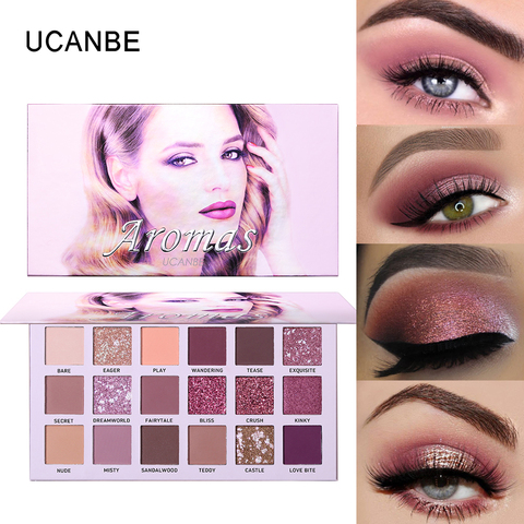 UCANBE Aromas 18 Colors New Nude Eyeshadow Makeup Palette Glitter Matte Shimmer Rosy Pink Eye Shadow Waterproof Pigment Cosmetic ► Photo 1/6