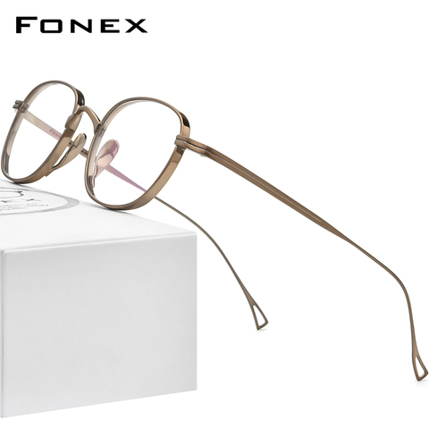 FONEX Pure Titanium Glasses Frame Men Retro Square Prescription Eyeglasses Women 2022 New Vintage Myopia Optical Eyewear F85649 ► Photo 1/6