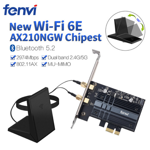 Fenvi Dual Band Wi-Fi 6E 802.11AX Wireless PCIe WiFi Adapter 2.4G/5G/6Ghz AX210NGW For Desktop PC Intel AX210 Card Bluetooth 5.2 ► Photo 1/6