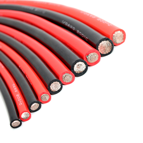 Supper Soft Heat-Resistant Red Black Silicone Cable Battery Wire 1AWG 2AWG 4AWG 6AWG7 8 10 12 14AWG tinned copper silicone lines ► Photo 1/6