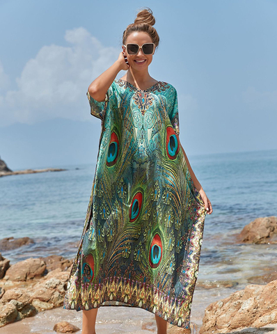 Easy Dry Beach Cover up Robe Plage Vestido Playa Beach Pareo Swimsuit cover up Beachwear Plus size Bathing suit Women Maxi Dress ► Photo 1/6