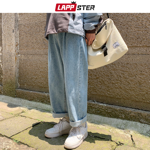 LAPPSTER Men Baggy Oversized Jeans Pants Denim 2022 Mens Hip Hop Harem Pants Vintage Casual Women Denim Pants Straight Pants ► Photo 1/6