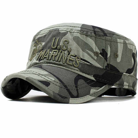 2022 United States US Marines Corps Cap Hat Military Hats Camouflage Flat Top Hat Men Cotton hHat USA Navy Embroidered Camo Hat ► Photo 1/6