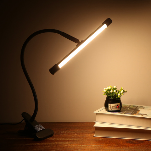 LED Desk Lamp Foldable 10Levels Dimmable Table Lamp DC5V USB Powered table Light 7W night light Clamp Clip dimming portable lamp ► Photo 1/6