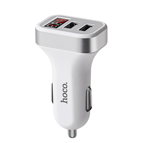 HOCO Car Charger Digital Display Dual USB Port for iPhone iPad Samsung Xiaomi Phone Charging Adapter 3.1A Car-charger Double USB ► Photo 1/6