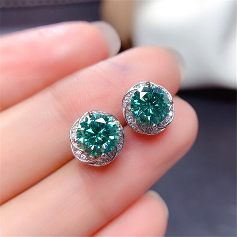 Bling 1ct Lab Emerald Diamond Stud Earring Real 925 sterling silver Engagement Wedding Earrings for Women Charm Party Jewelry ► Photo 1/5